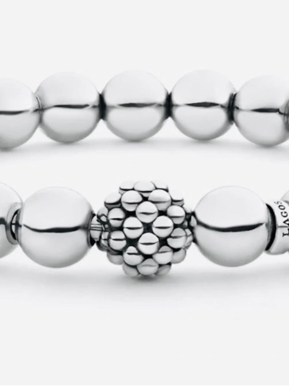 LAGOS Silver Beaded Bracelet with Silver Watch Band